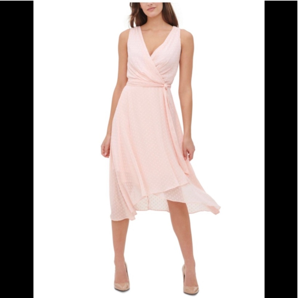 NWT-Tommy Hilfiger Chiffon Polka Dot Belted Dress